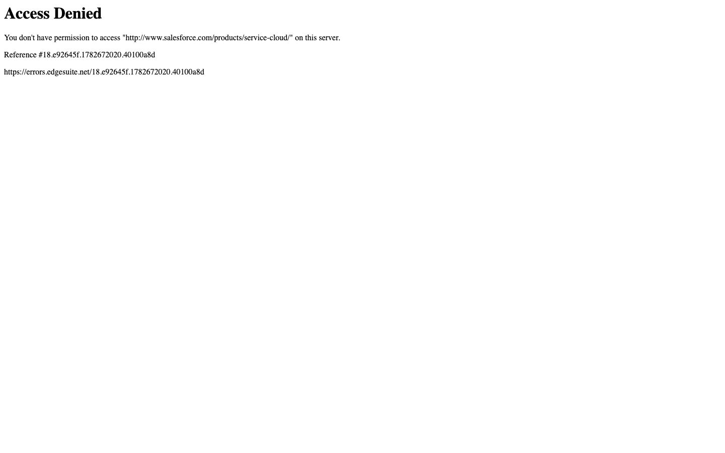 Captura de pantalla del sitio de Salesforce Service Cloud