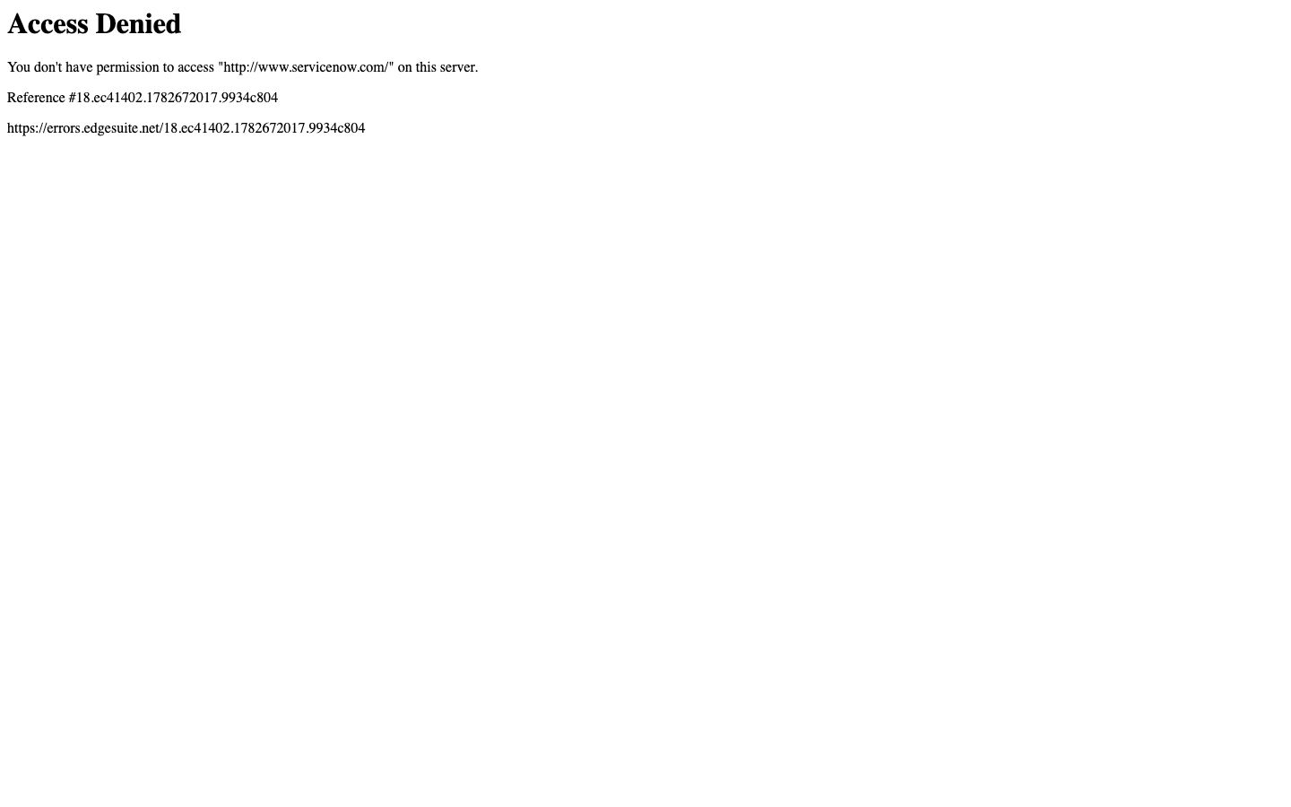 Captura de pantalla del sitio de ServiceNow
